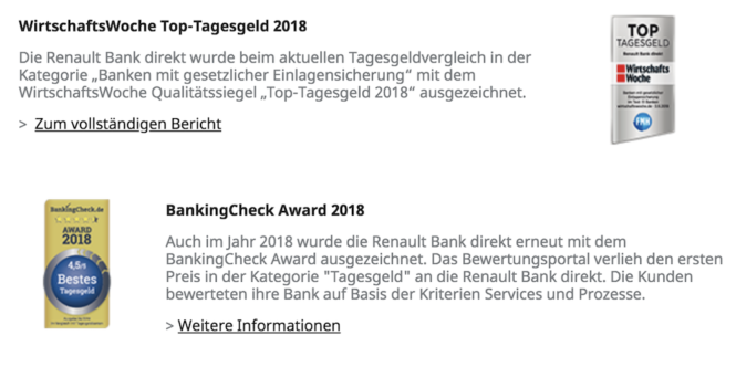 Renault Bank Direkt Tagesgeld Erfahrungen im Test 2021 ...